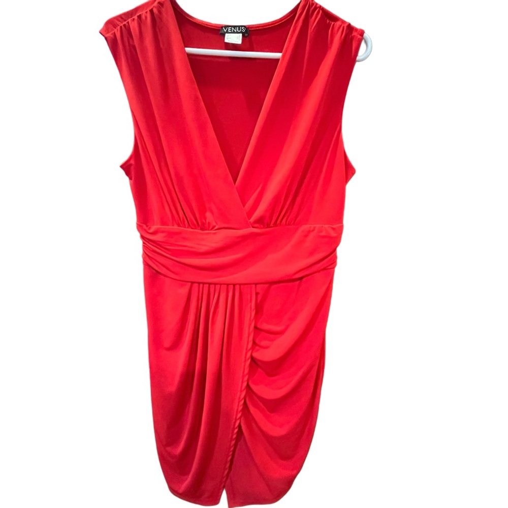 Venus Red Draped Women's Dress